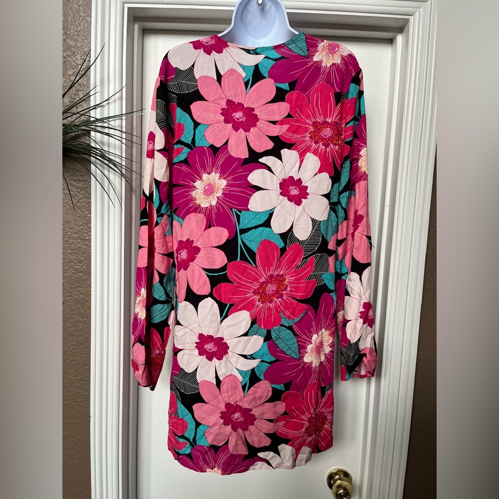 Trina Turk Multi-color Pink Floral Swim Tunic Cover-up Size L NWT vacation - Picture 4 of 15